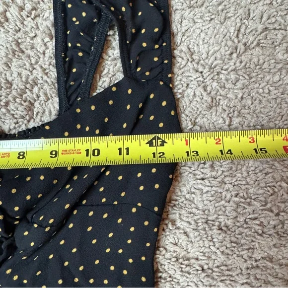 Reformation Black Mini Dress with Gold Polka Dots - Picture 7 of 9